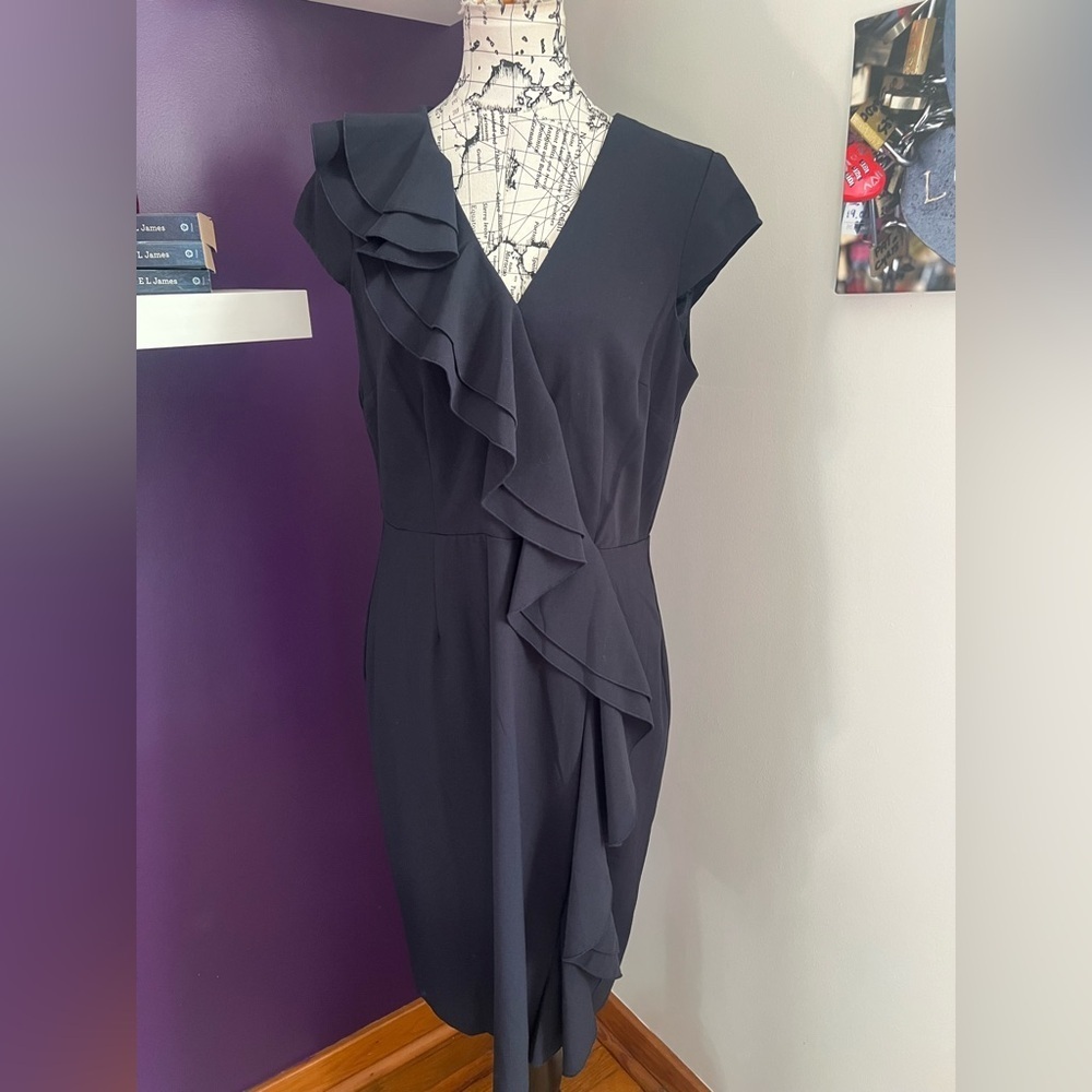 Sandra Darren Little Black Dress with Ruffle